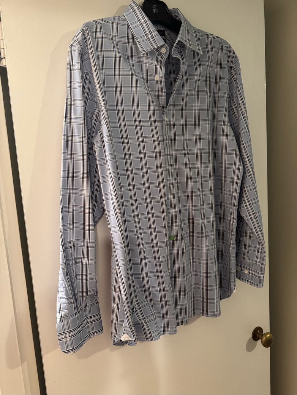 Banana Republic Light Blue/Black Plaid Button-Down Dress Shirt